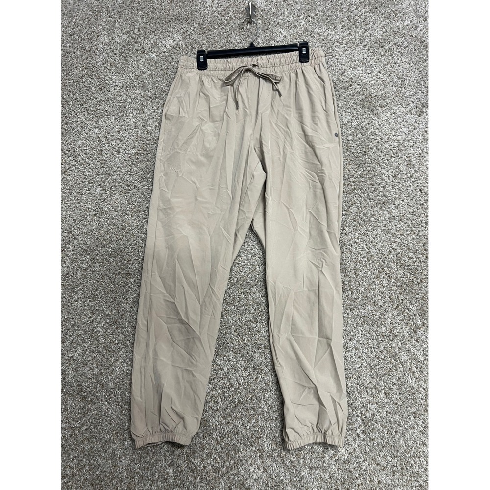 Layer 8 Qwick-Dry Joggers Tan Khaki Elastic Waist Drawstring Pants Womens Large